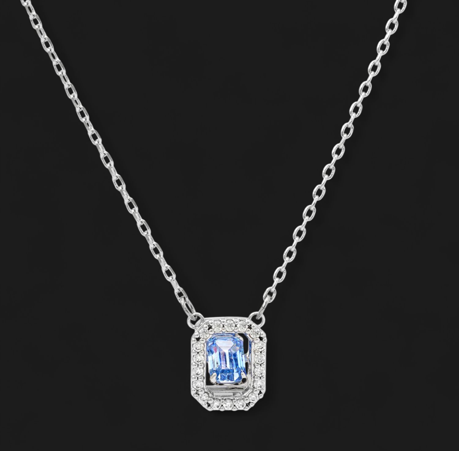 Millenia Octagon Step Cut Fancy Light Blue Necklace-5614926