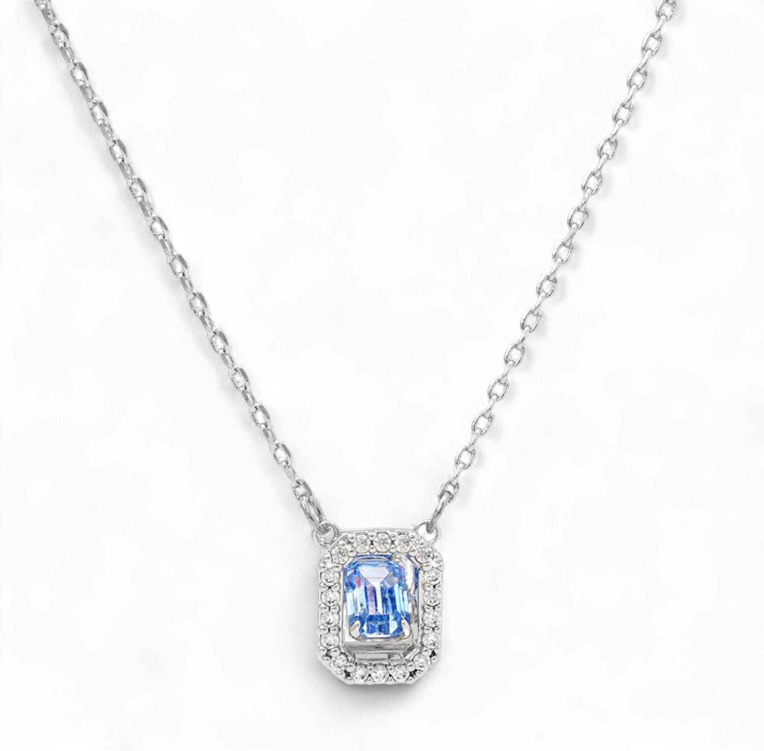 Millenia Octagon Step Cut Fancy Light Blue Necklace-5614926