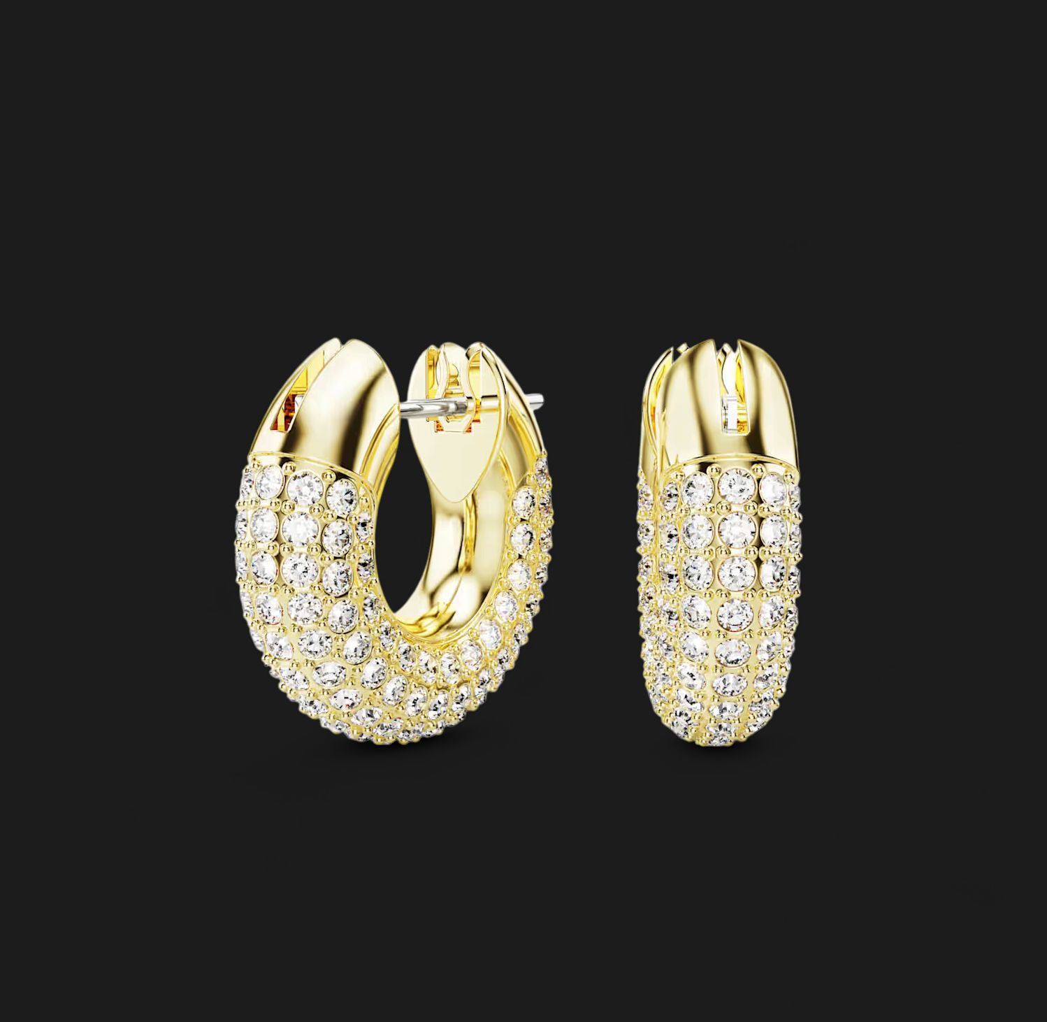 Dextera Hoop Earrings, Small, White, Gold-Tone- 5636530