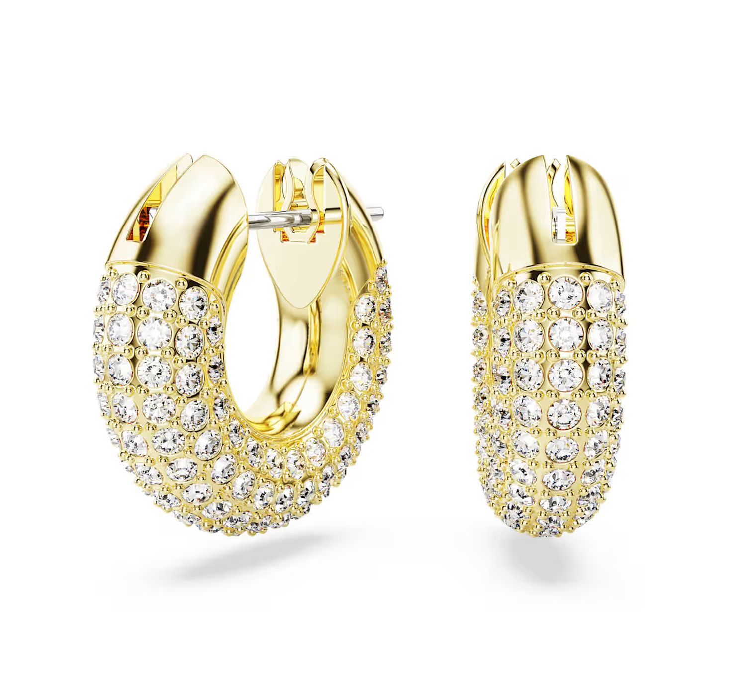 Dextera Hoop Earrings, Small, White, Gold-Tone-5636530