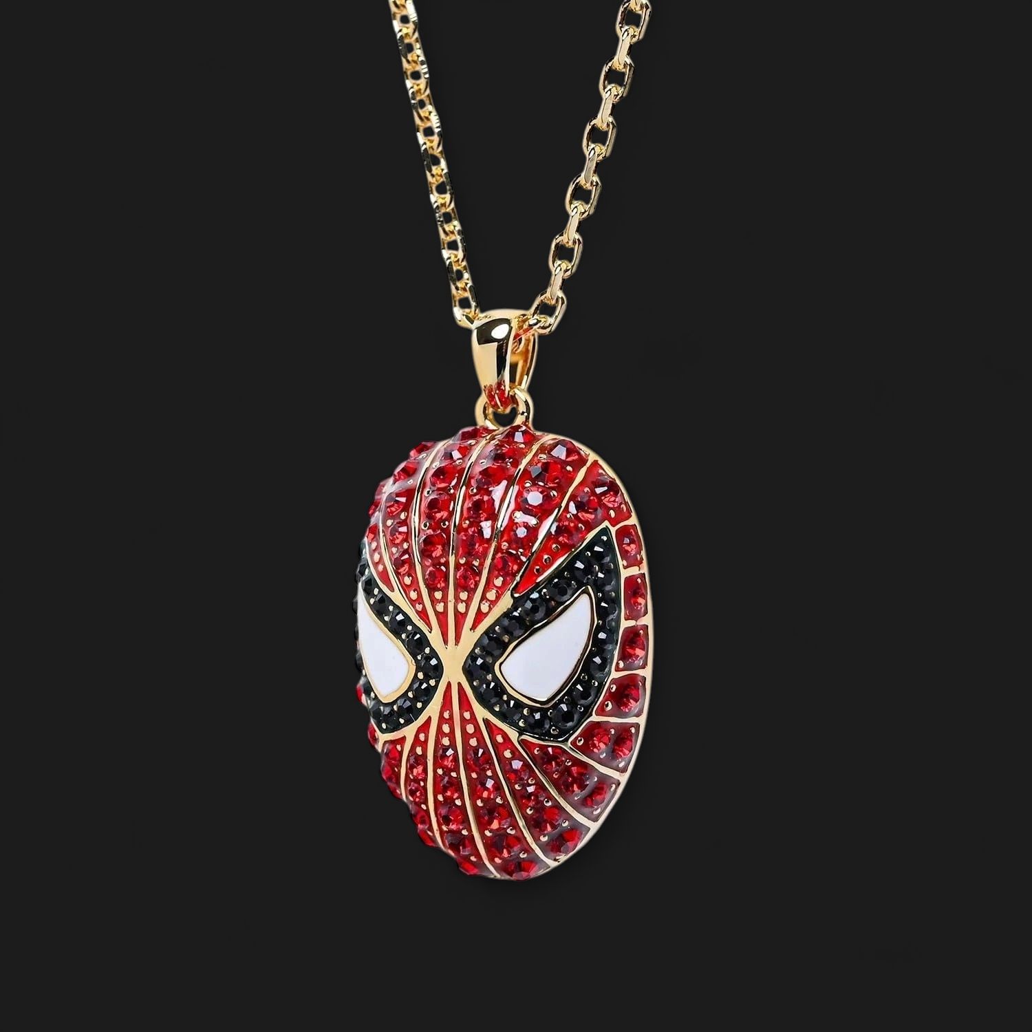Swarovski Crystal Marvel Spider Man Pendant Necklace Gold Red Black 5650576