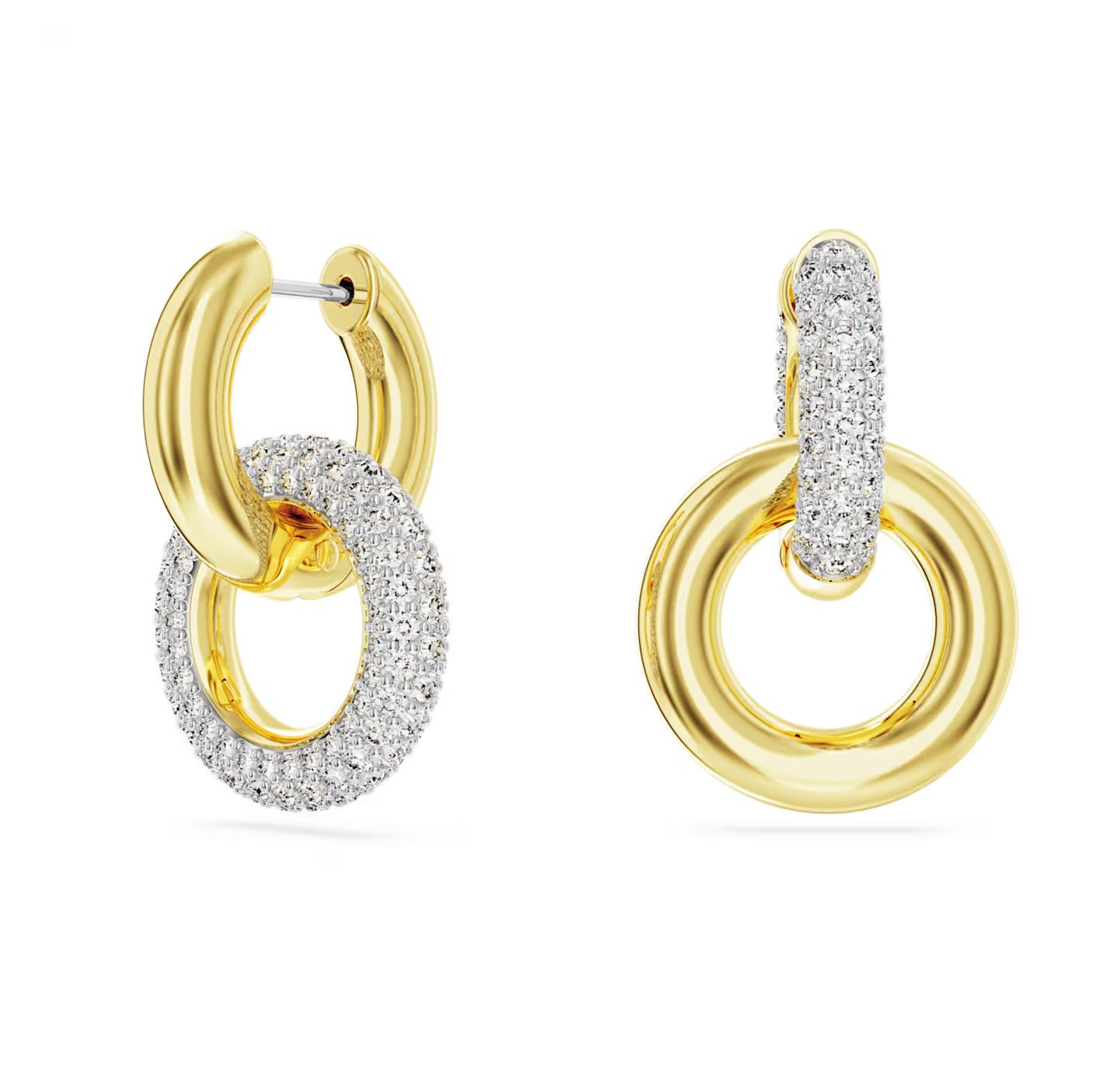 Dextera Asymmetric Interlocking Loop Hoop Earrings, White and Gold Tone Plated-5668818
