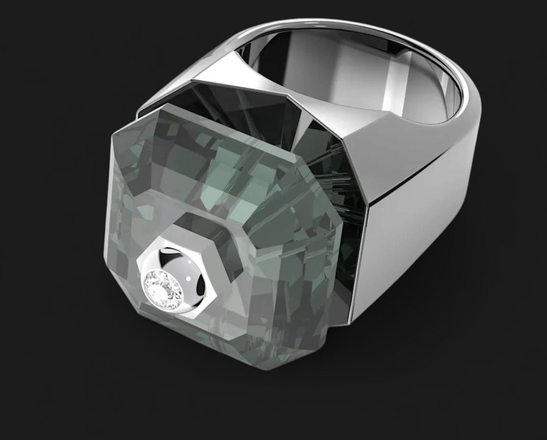 Numina Cocktail Ring, Octagon Cut, Black-5628577