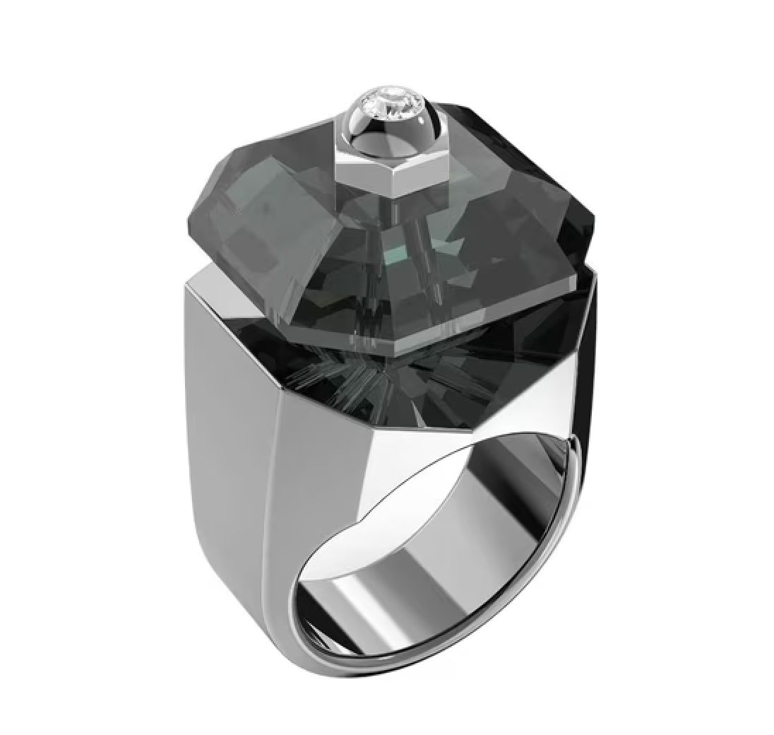 Numina Cocktail Ring, Octagon Cut, Black-5628577, Size: 52