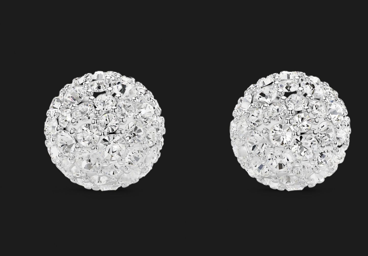 Dextera Stud Earrings, Round Cut, Sphere, White - 5700290