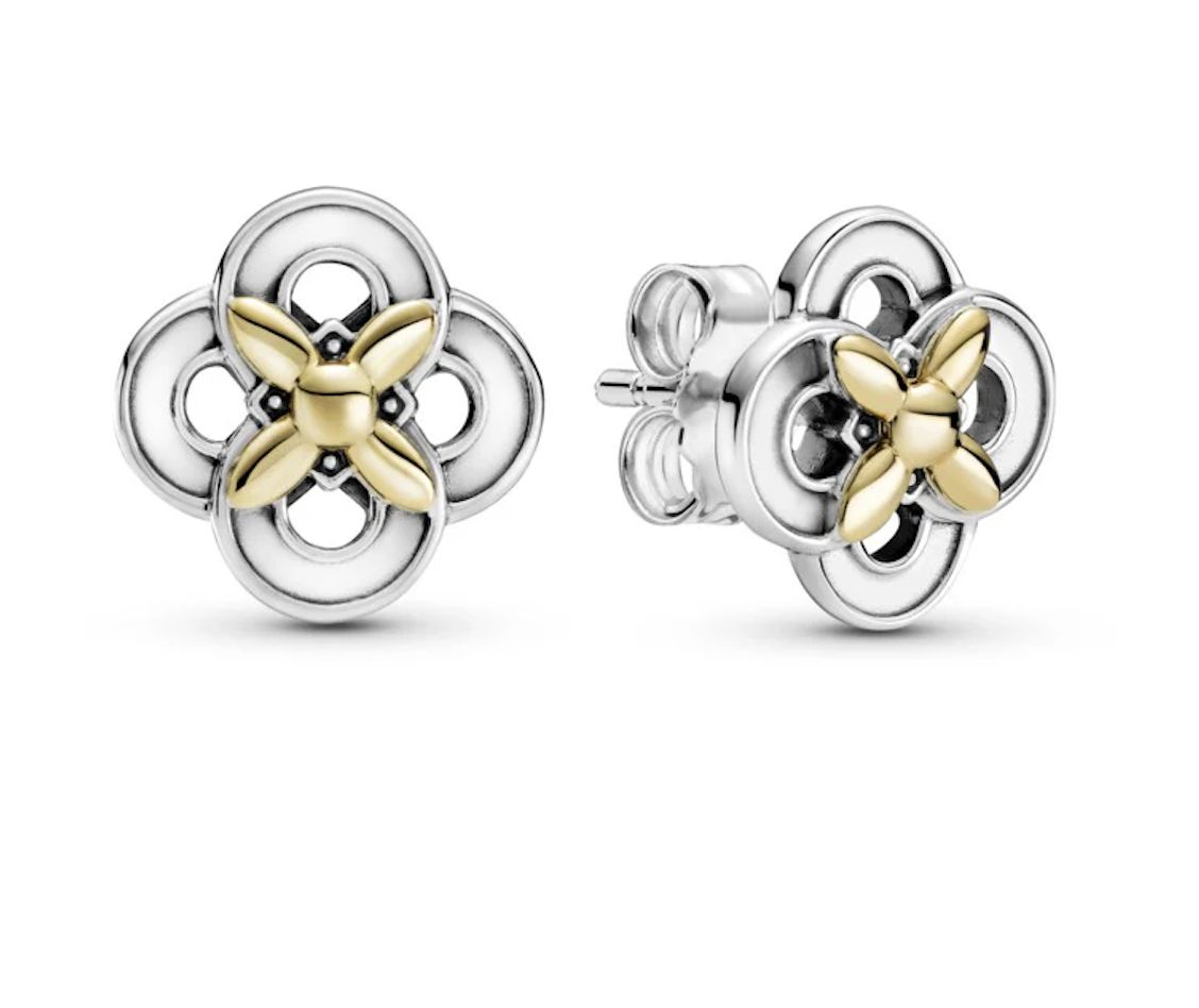 Pandora Two-Tone Flower Stud Earrings - 299349C00