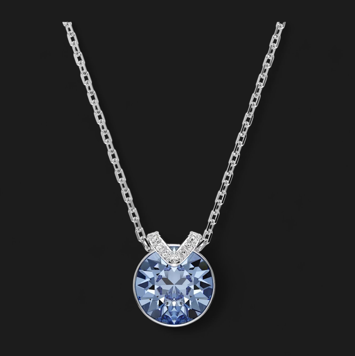 Bella V pendant, Round cut, Blue-5734232