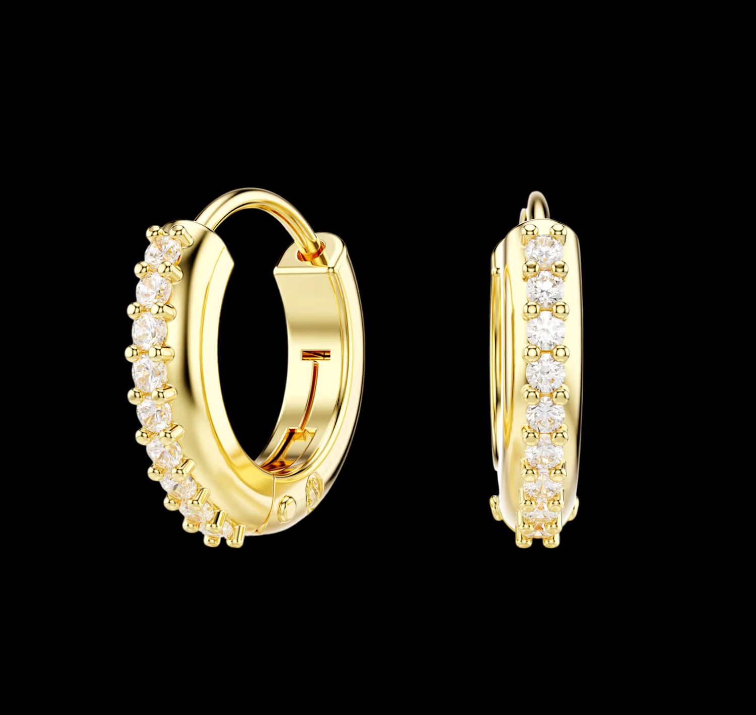 Matrix Hoop Earrings, Round Cut, Gold-Tone - 5697228