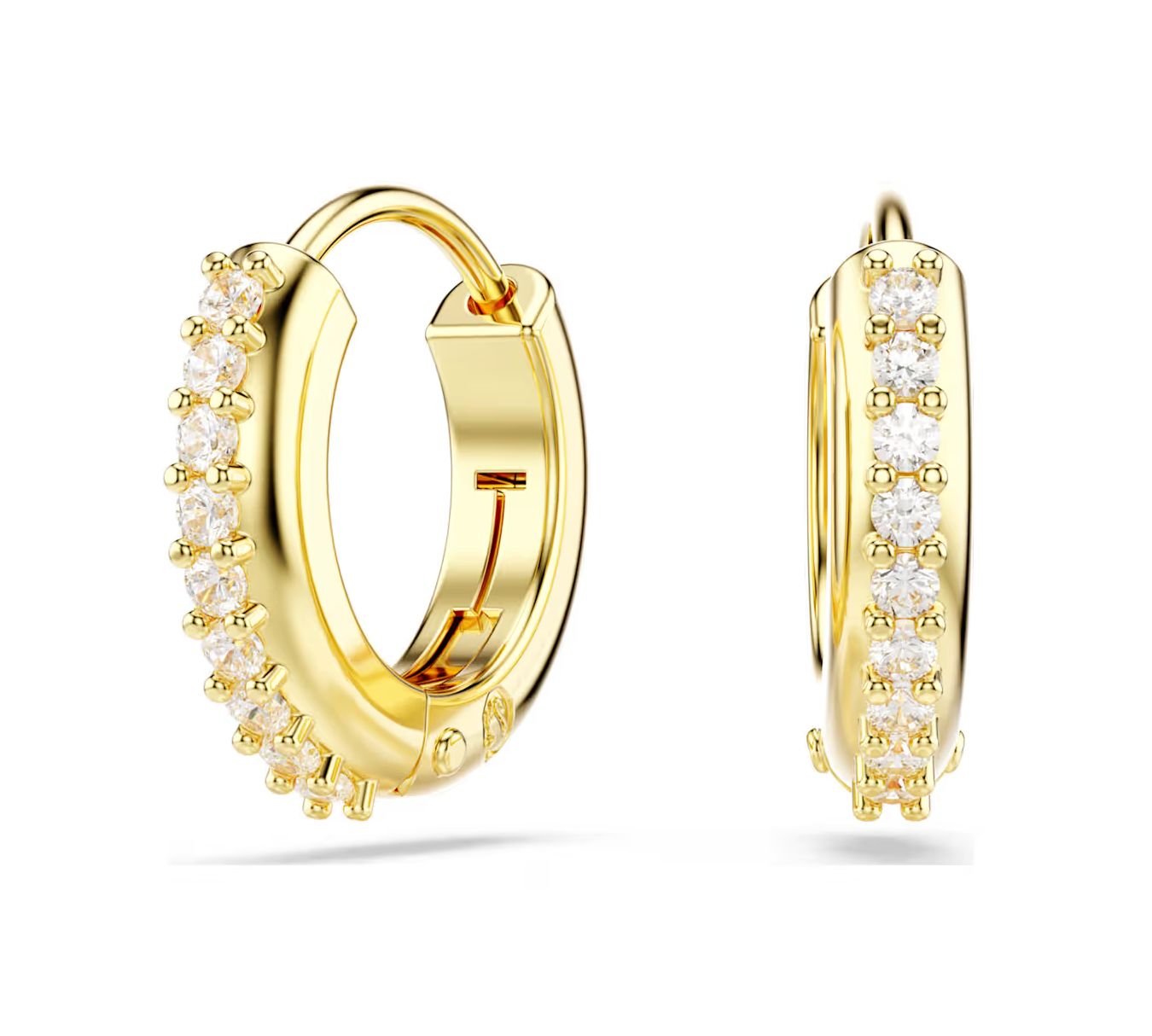 Matrix Hoop Earrings, Round Cut, Gold-Tone-5697228