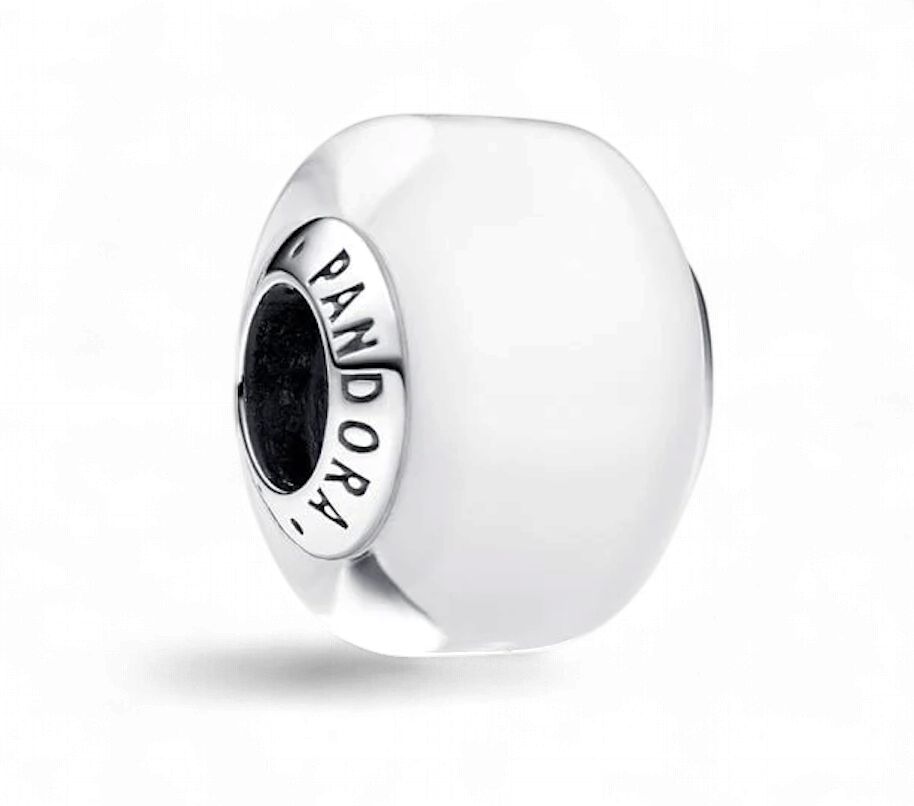 White Mini Murano Glass Charm - 793118C00