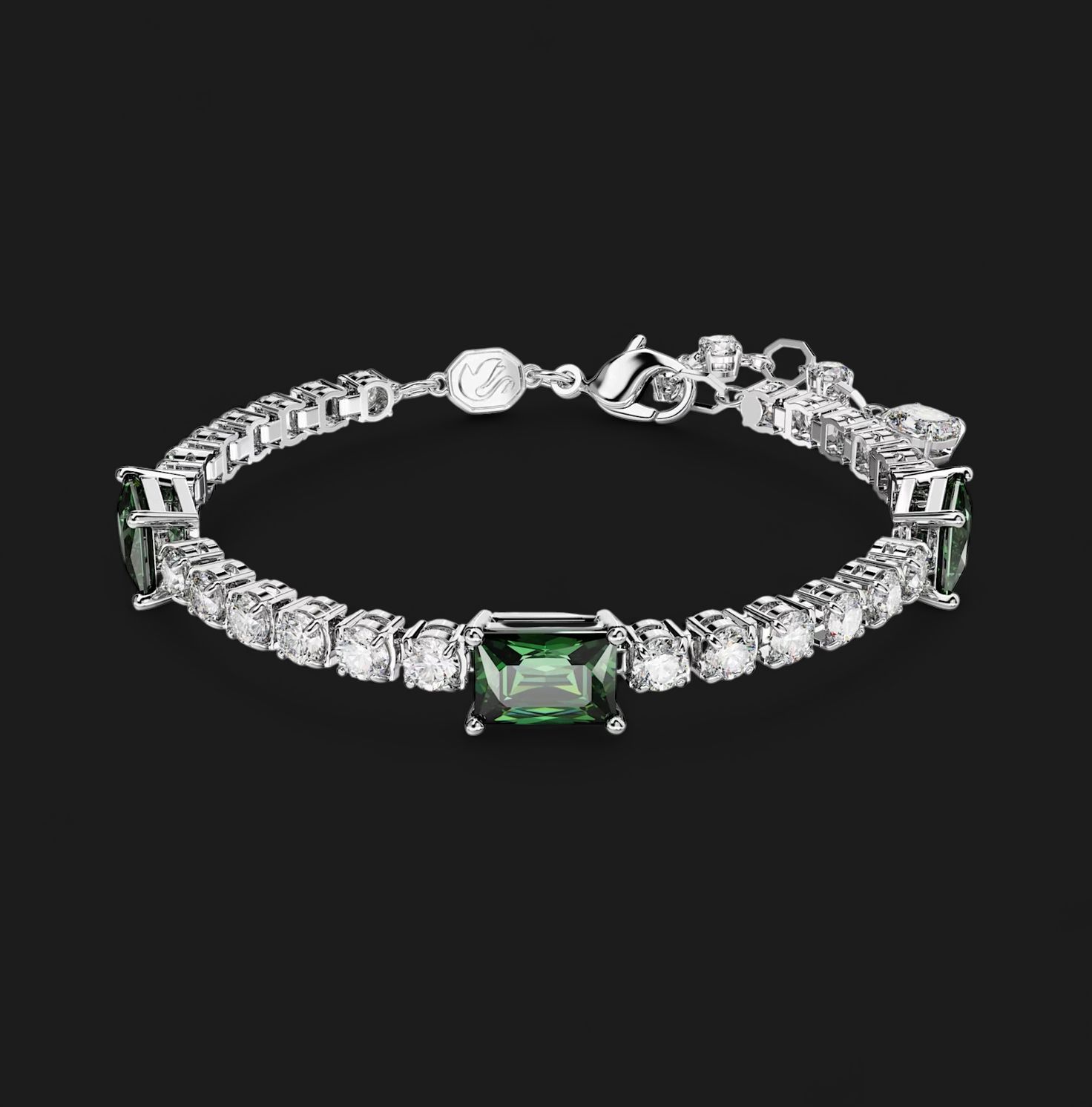 Matrix Tennis Bracelet, Mixed Cuts, Green, Size M- 5666422