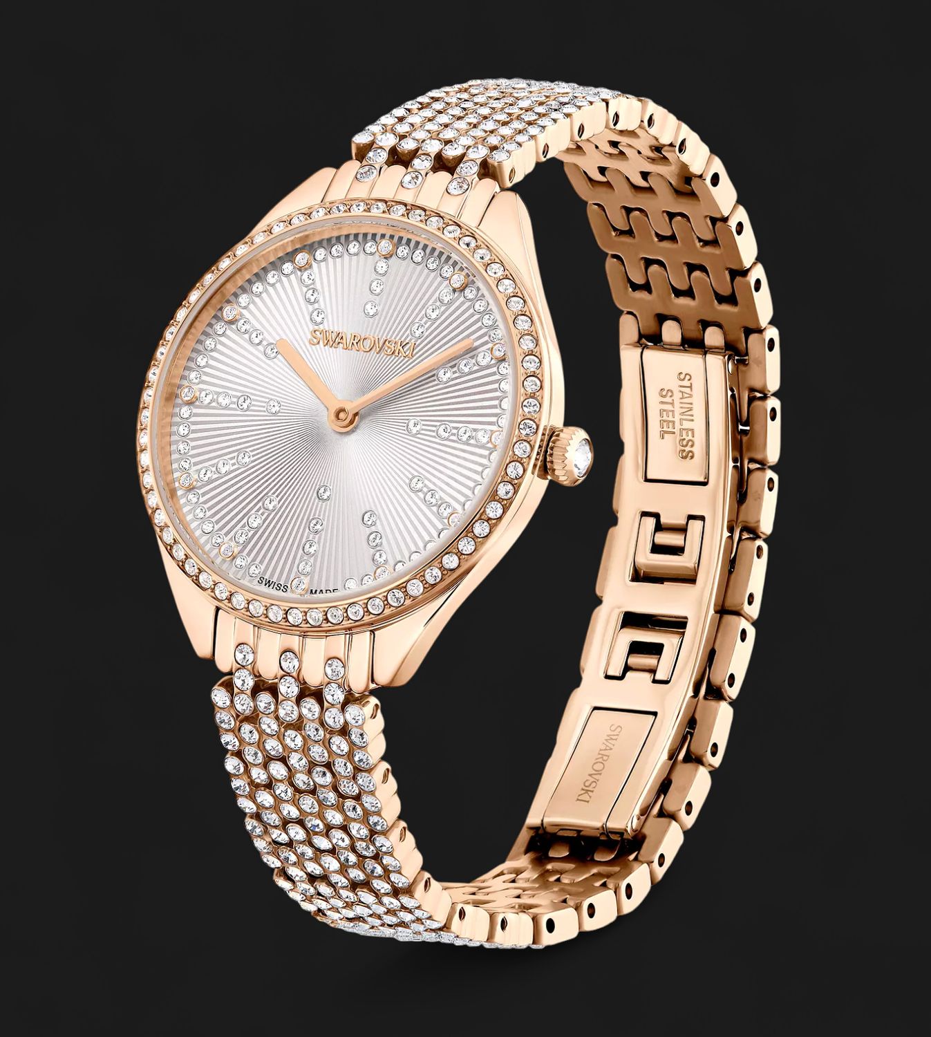 Women's Quartz Attract Rose Gold-Tone Metal Watch, Swiss Made 30mm-5644053