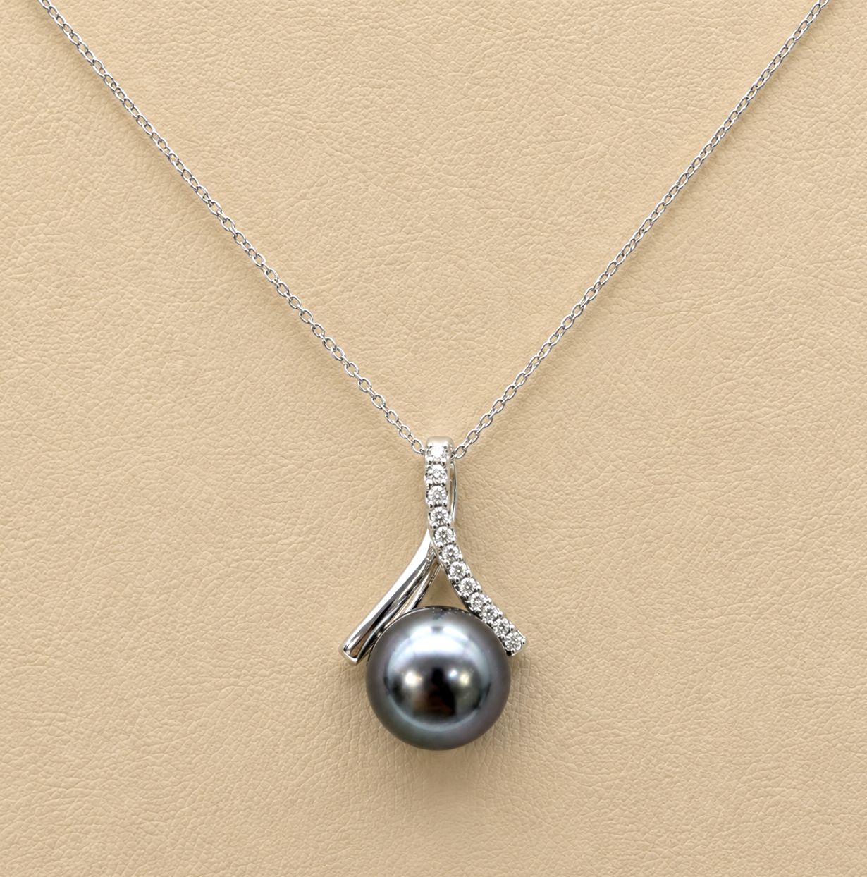 Tahitian Pearl Bypass Diamond Necklace