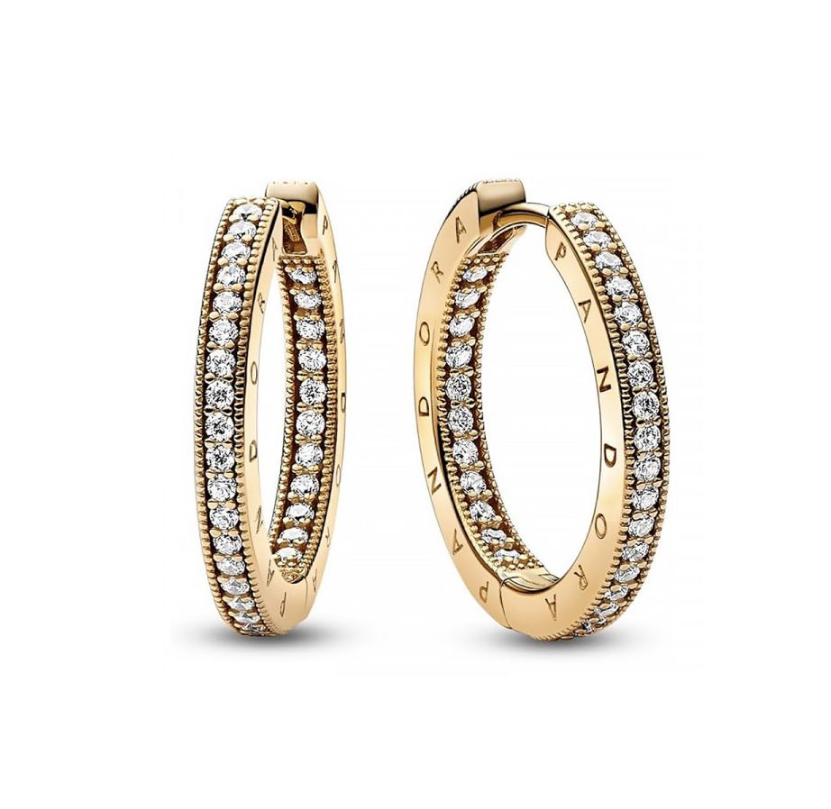 Signature Logo &amp; Pavé Hoop Earrings-262738C01