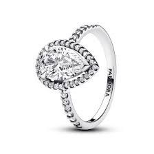 Sparkling Pear Halo Ring - 193012C01