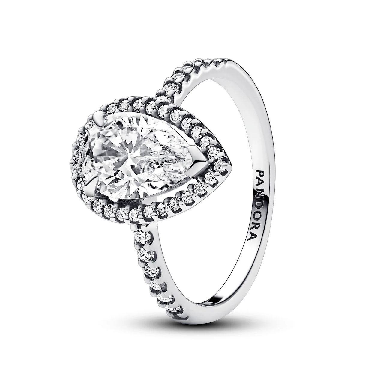 Sparkling Pear Halo Ring-193012C01