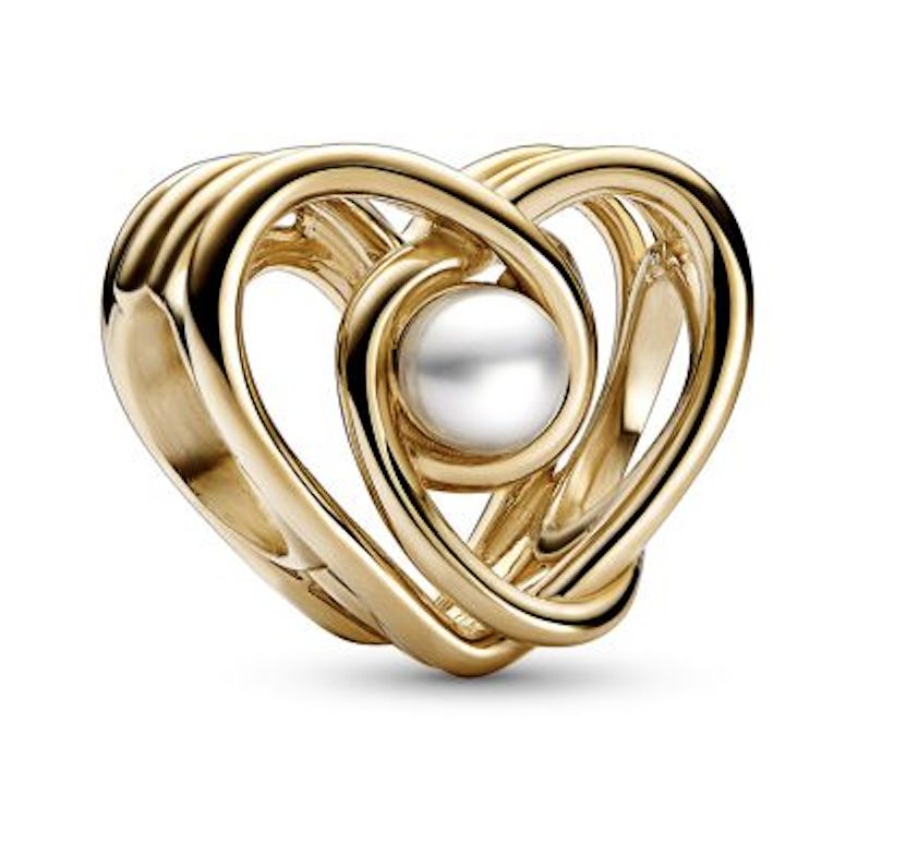 Openwork Swirling Heart 14k Solid Gold &amp; Treated Freshwater Cultured Pearl Charm-752636C01