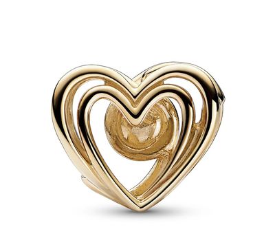 Openwork Swirling Heart 14k Solid Gold &amp; Treated Freshwater Cultured Pearl Charm-752636C01