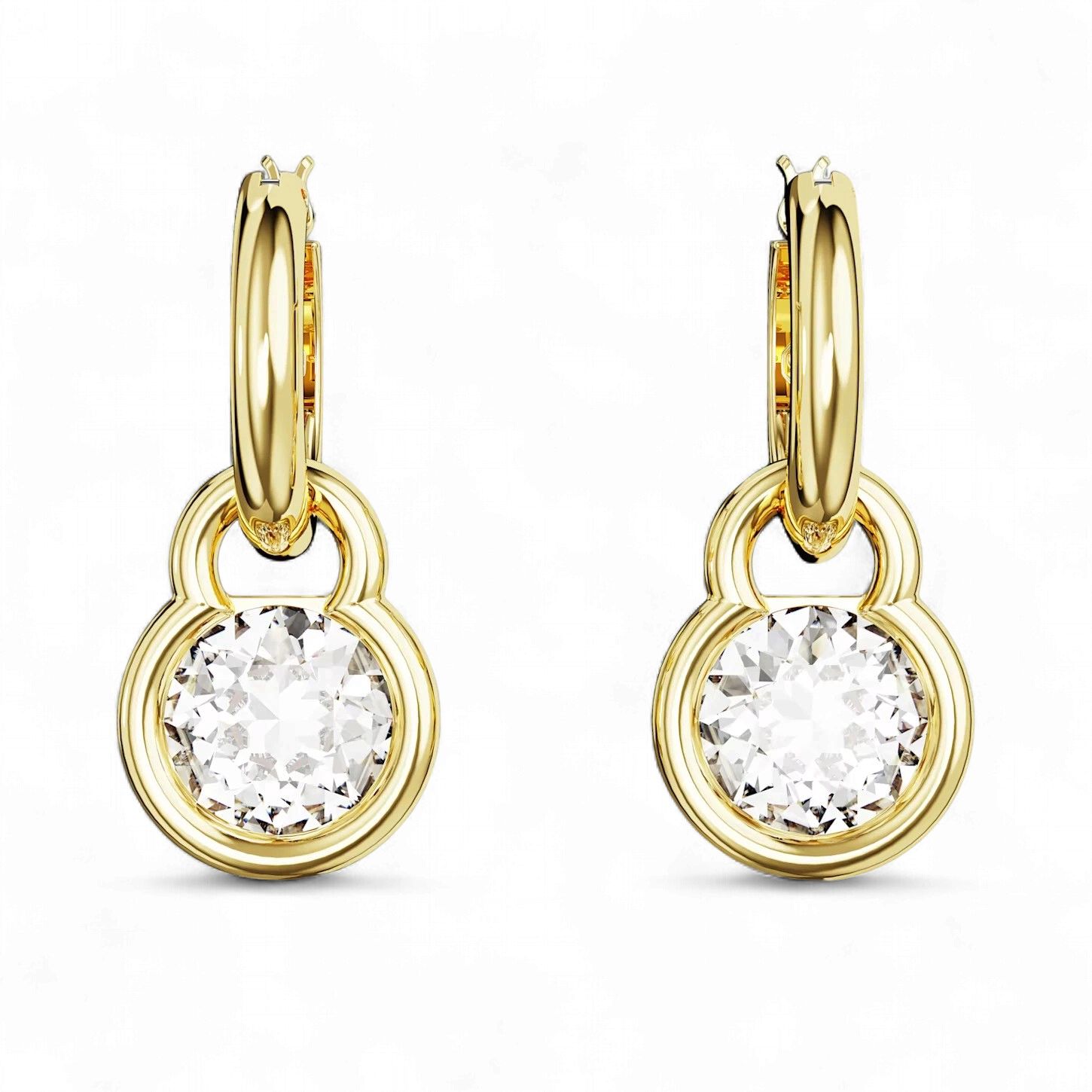 Dextera Drop Earrings, Round Cut, White, Gold-Tone - 5666023