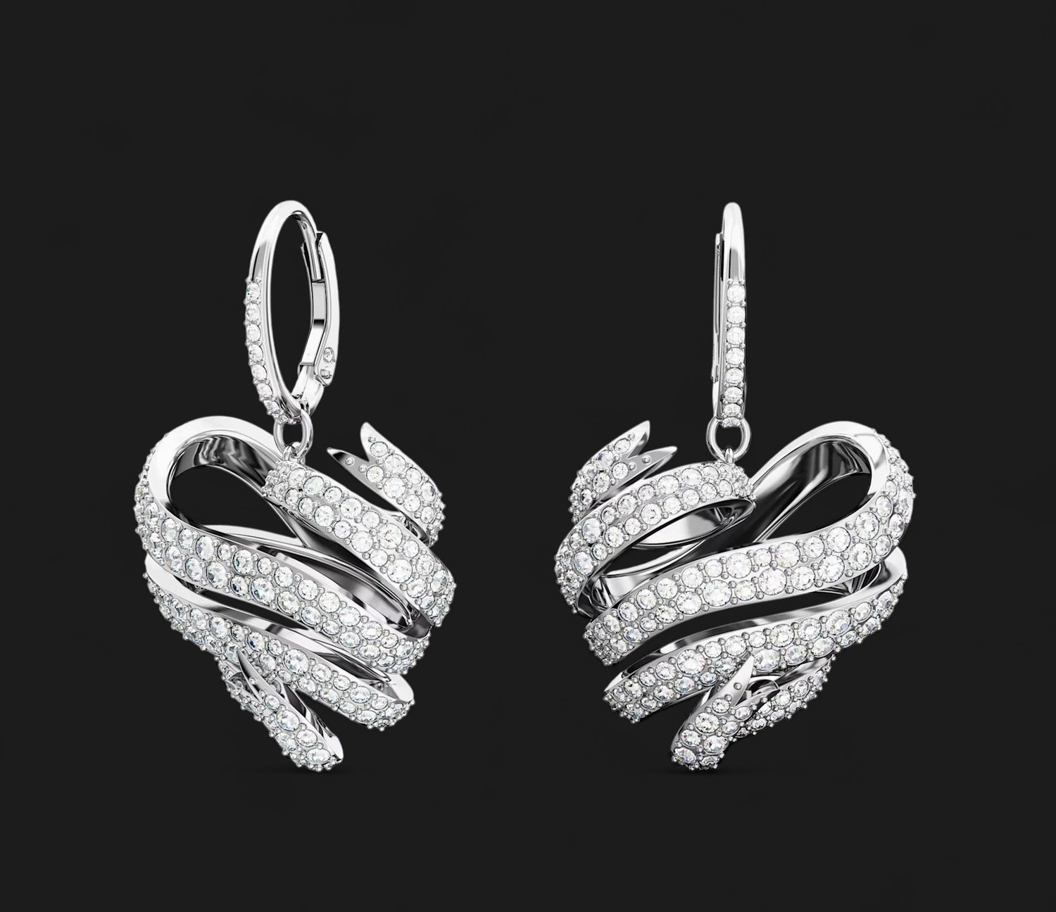 Volta Stud Earrings, Heart, White - 5652029