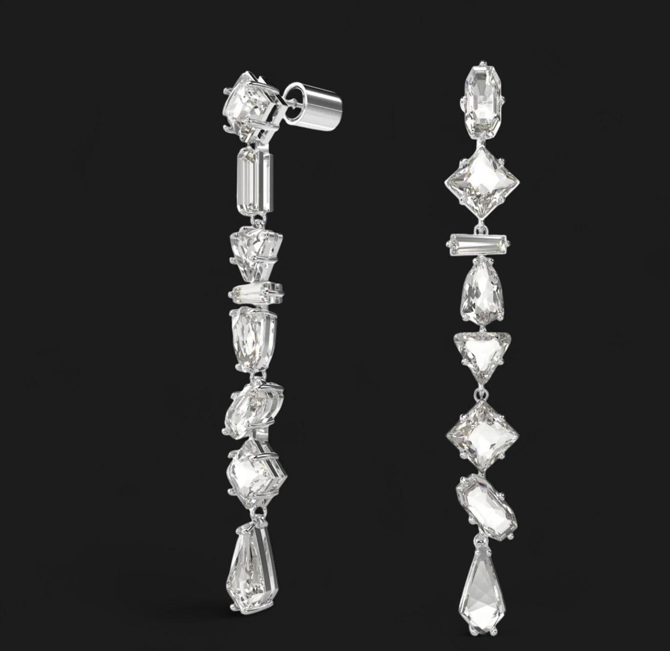 Mesmera Drop Earrings, Asymmetrical Design, Mixed Cuts - 5661687