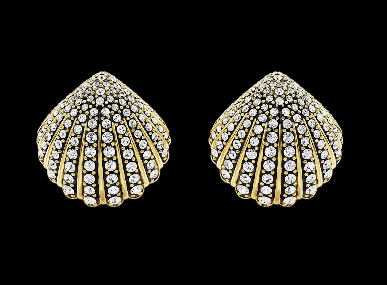 Idyllia Stud Earrings Shell, White, Gold-Tone-5683970