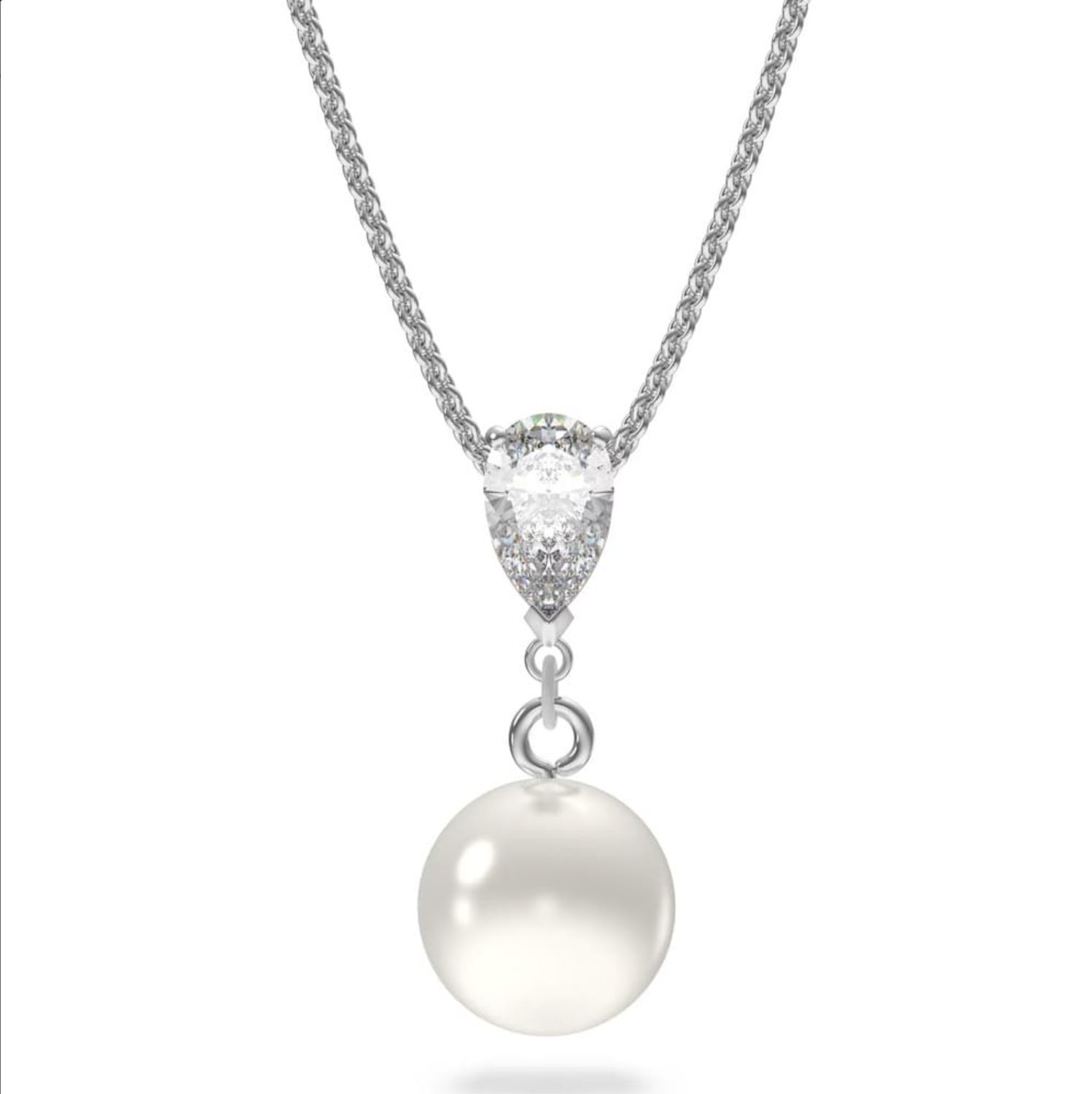 Treasure Pearl Y Necklace, White-5559409