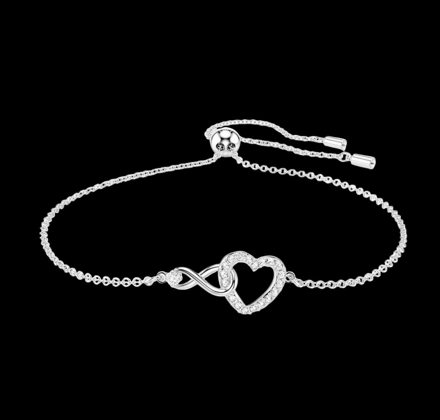 Infinity and Heart Bracelet, White (Size M)- 5524421