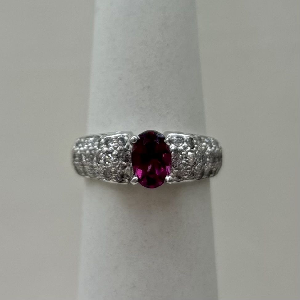 14KW Rhodolite Diamond Ring (5.4g)