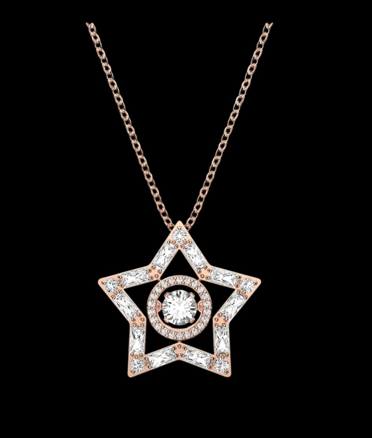 Stella Necklace, Mixed Cuts, Star, White, Rose Gold-5617766