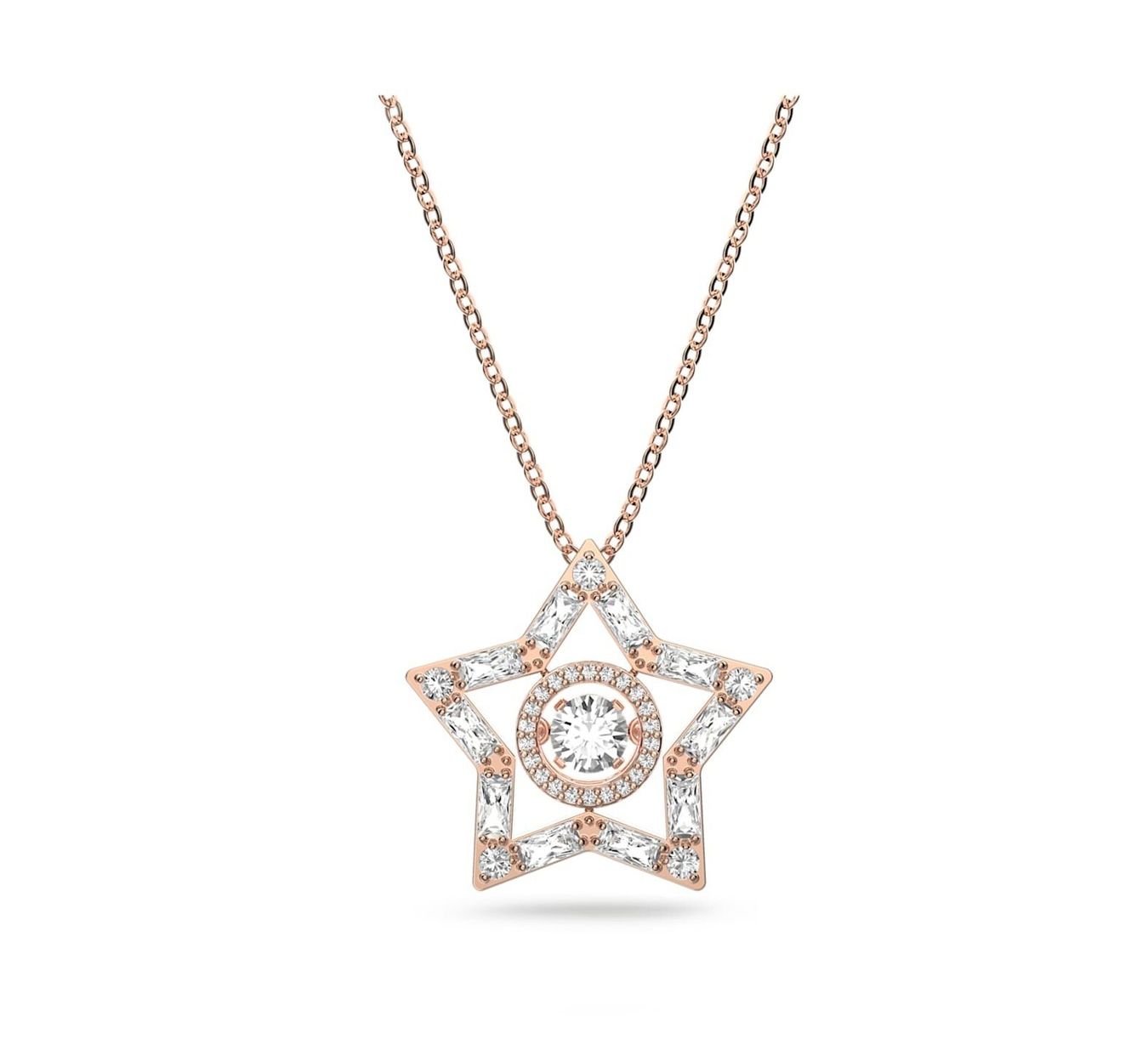 Stella Necklace, Mixed Cuts, Star, White, Rose Gold-5617766