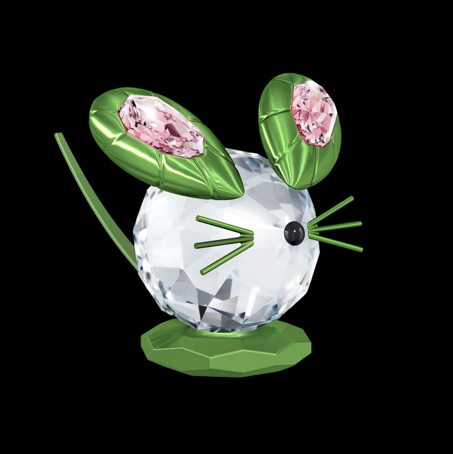 First Ever Swarovski Figurine, Mouse Dulcis, Green, Pink, Large-5619214