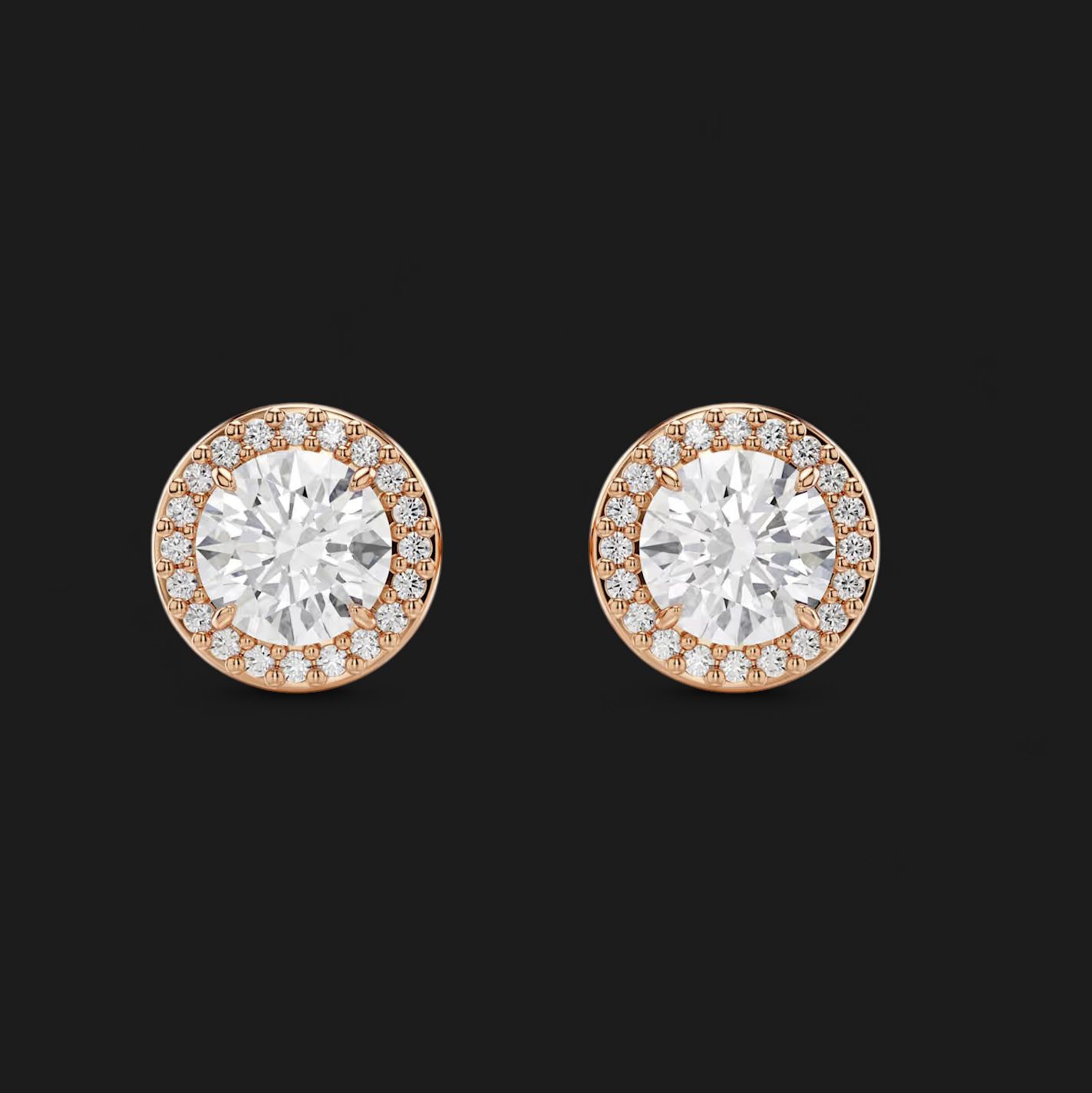 Constella Stud Earrings, Pavé, White, Rose gold-tone - 5636275
