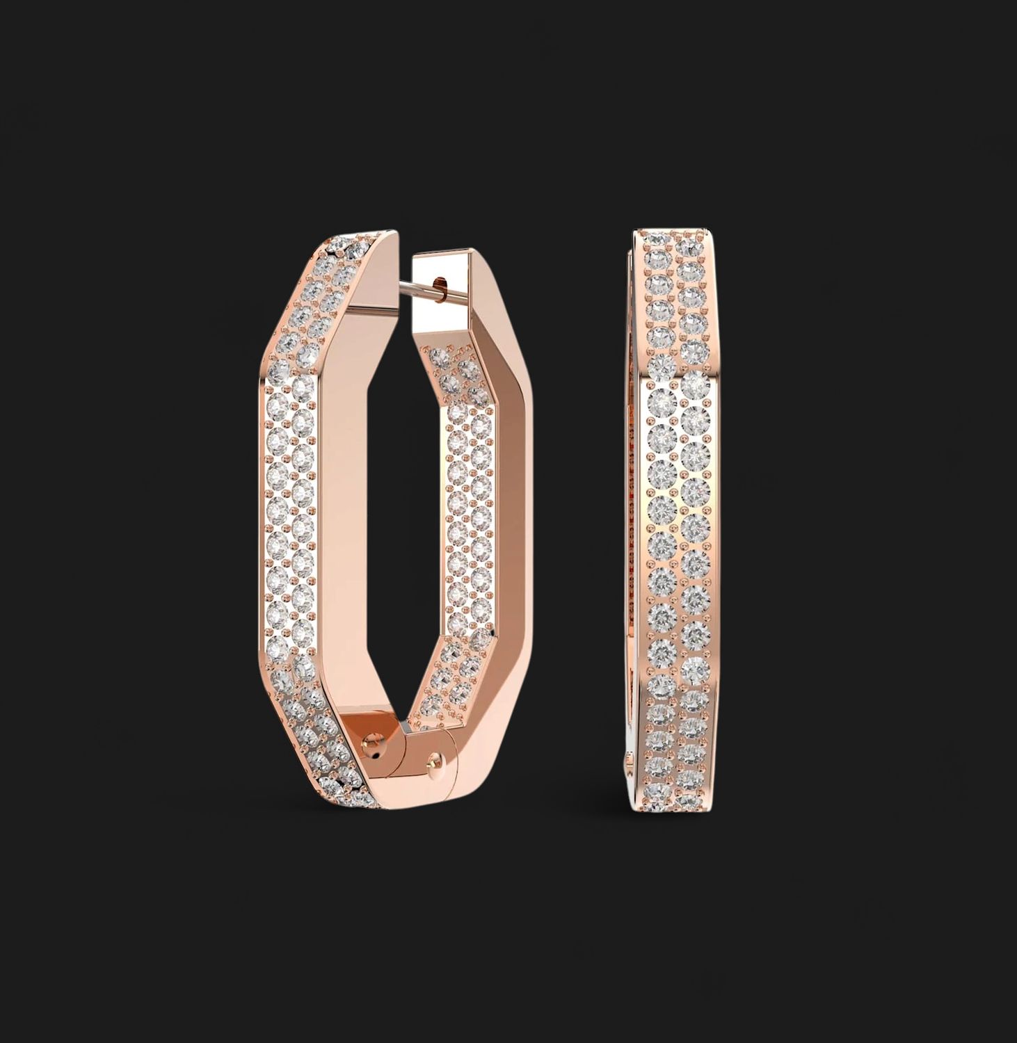 Dextera Hoop Earrings, Pavé, Medium, White, Rose Gold-Tone - 5634991