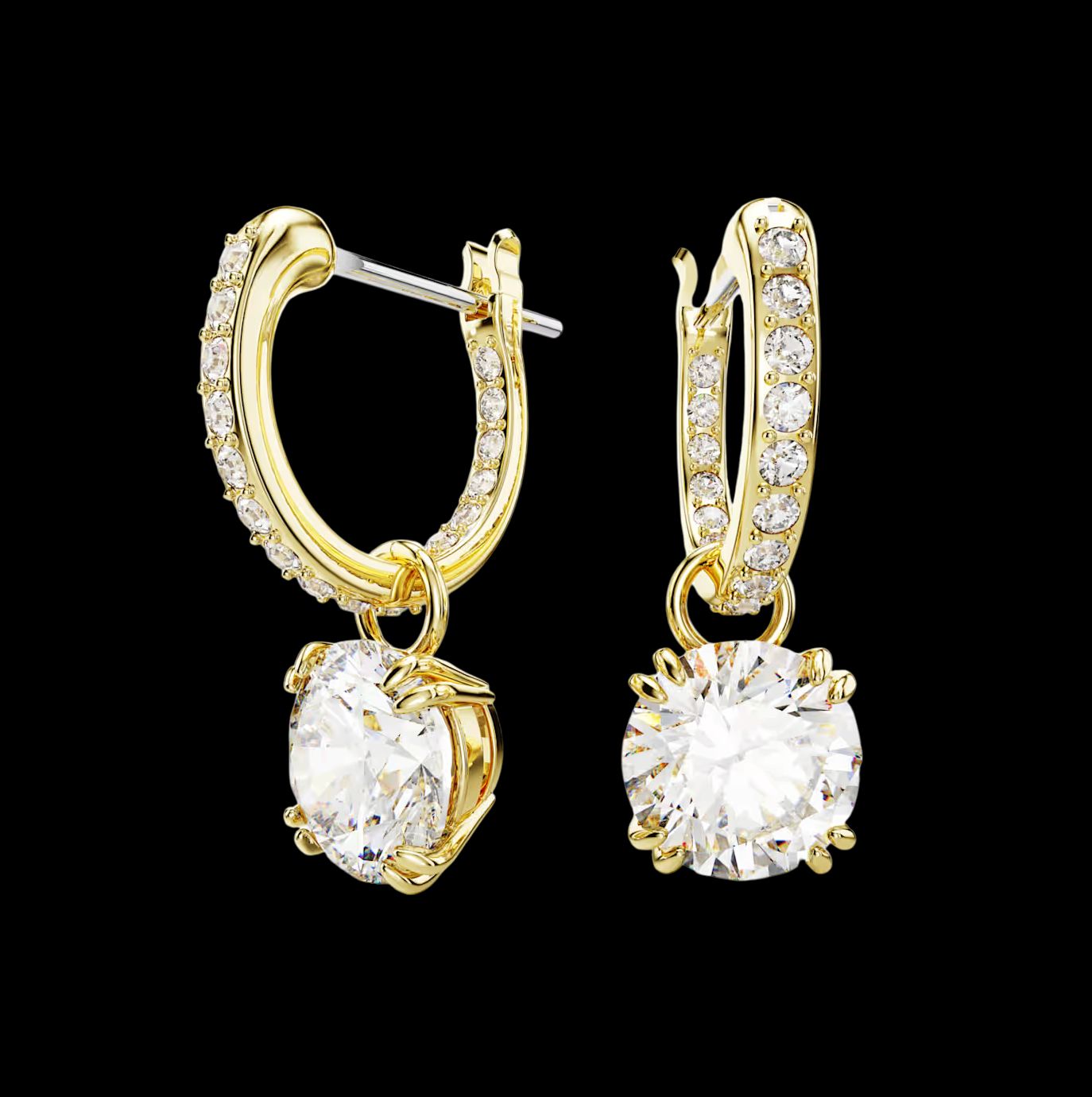 Constella Drop Earrings, Round Cut, White, Gold-Tone- 5638802