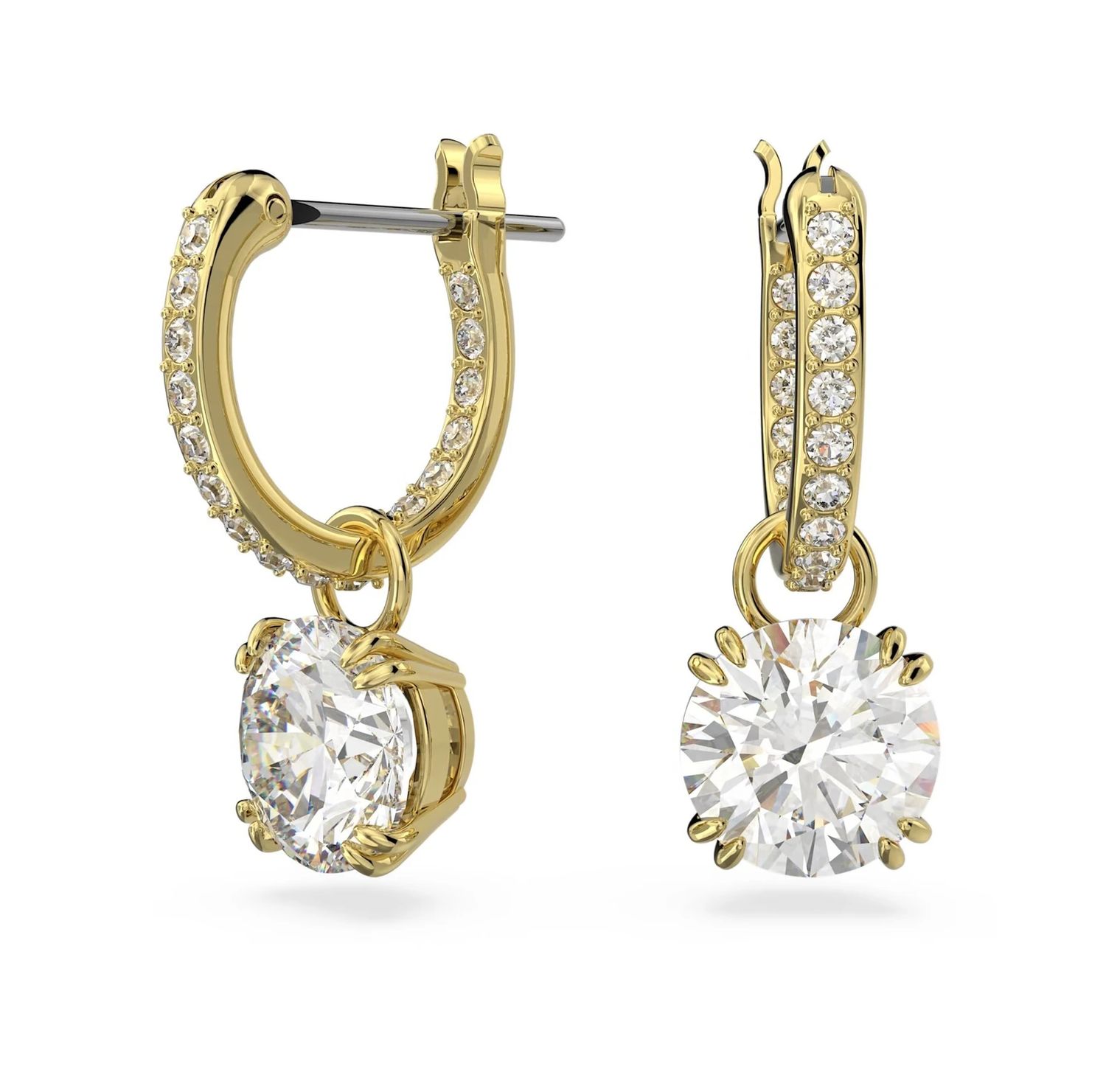 Constella Drop Earrings, Round Cut, White, Gold-Tone- 5638802