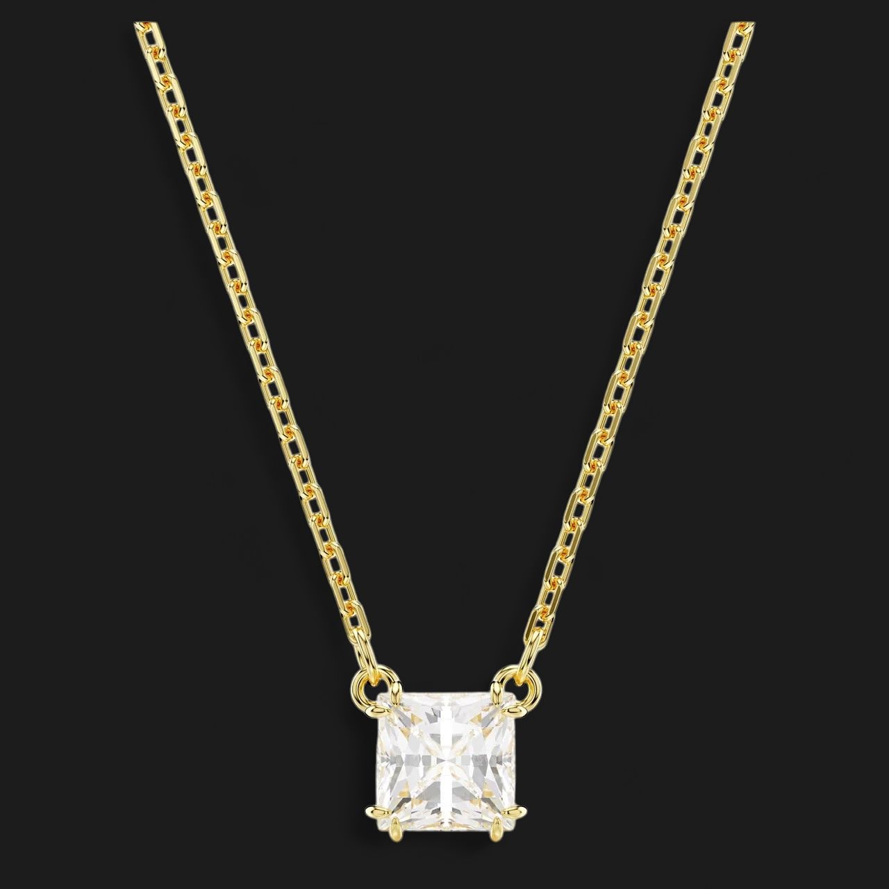 Stilla Attract Pendant, Square Cut, White, Gold Tone-5693153