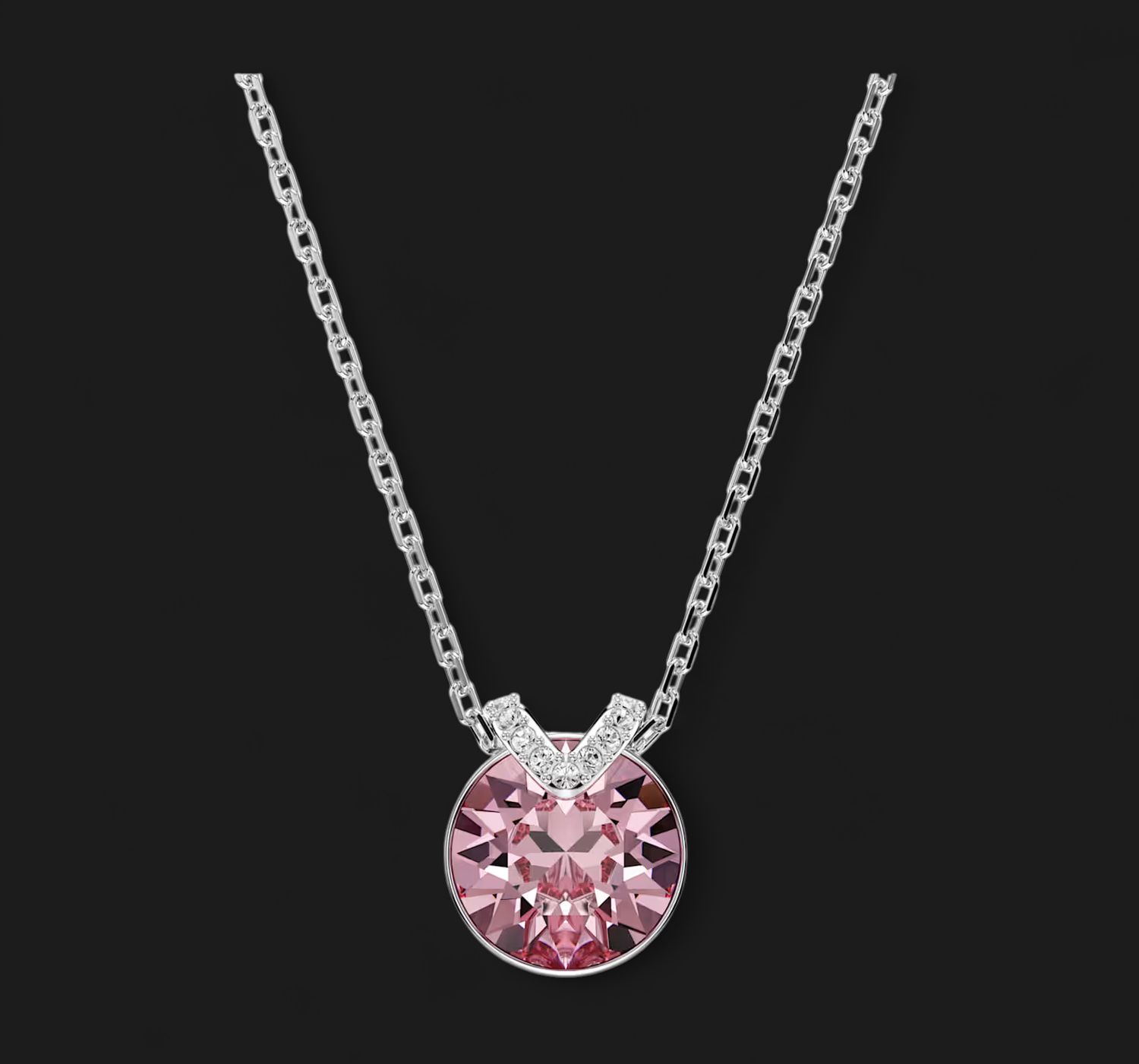 Bella V Pendant, Round Cut, Pink - 5734230