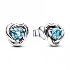 Sea Aqua Blue Eternity Circle Stud Earrings - 292334C09