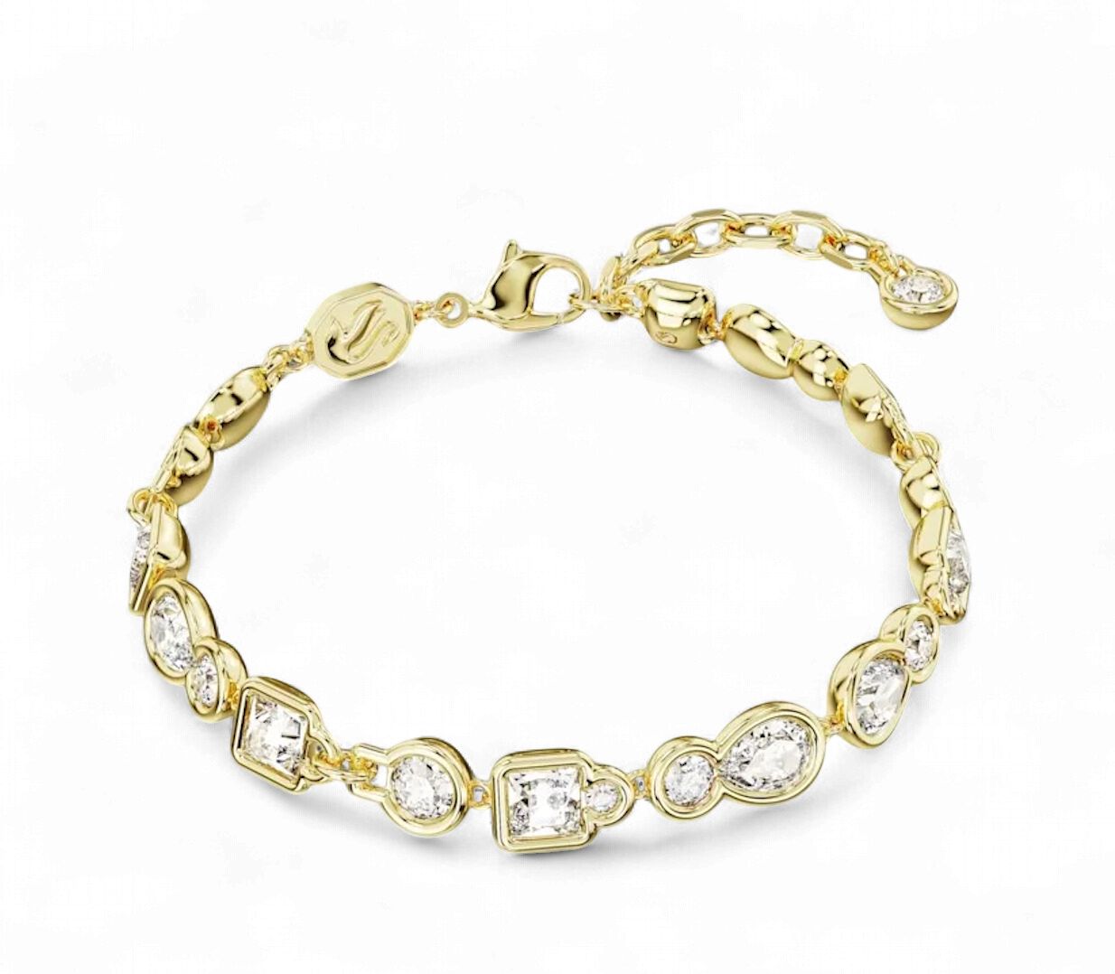 Dextera Bracelet ,White Mixed Cuts Gold Tone-5667044