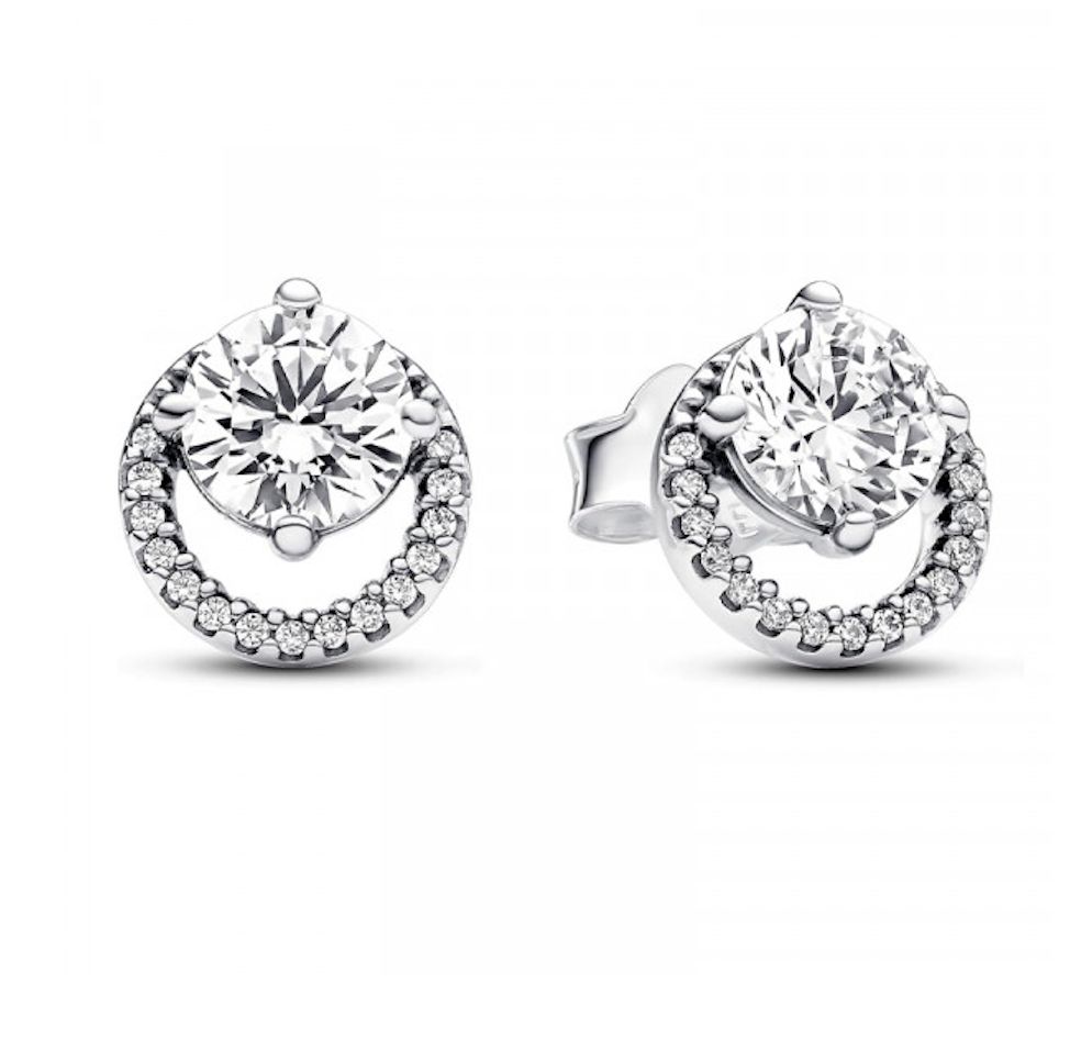 Pandora Sparkling Round Halo Stud Earrings - 291248C01