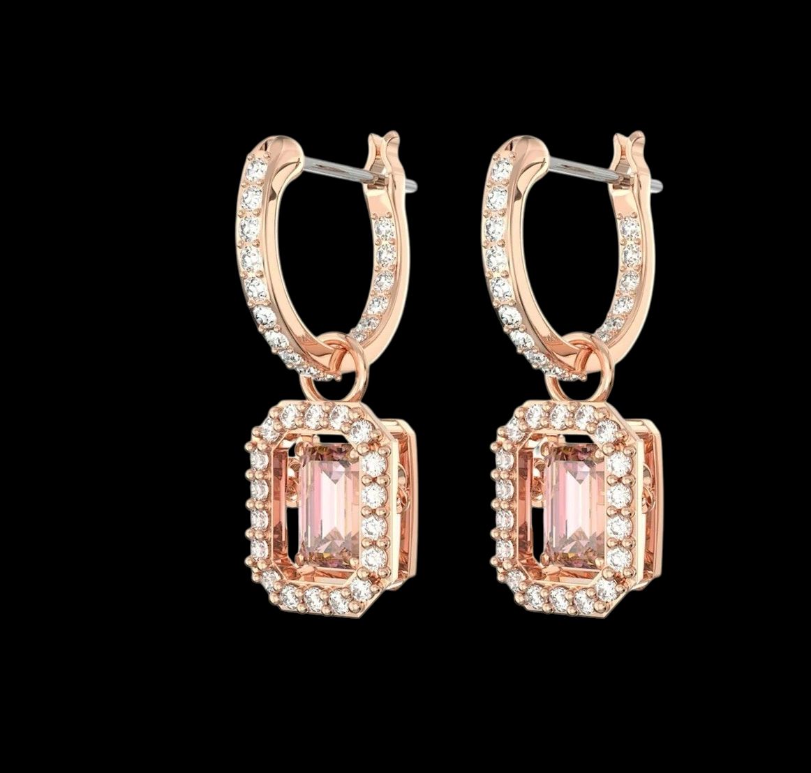 Millenia Octagon Cut Pink Stone Earrings - 5649474