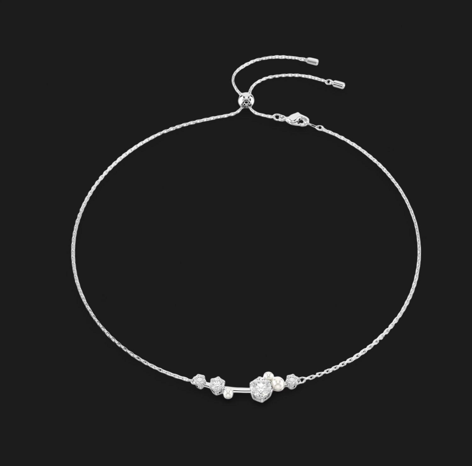 Constella Necklace, Crystal Pearl, Round Cuts- 5705626