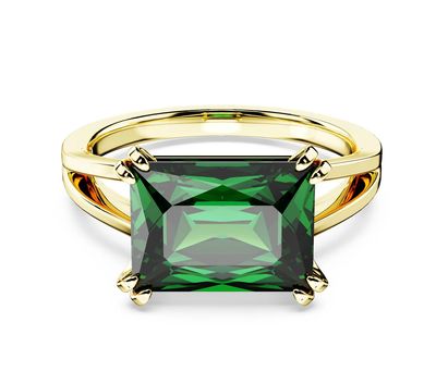 Matrix Cocktail Ring, Rectangular Cut, Green, Gold-Tone-5677140