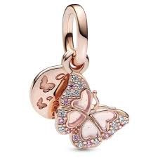 Pink Butterfly &amp; Quote Double Dangle Charm - 782555C01