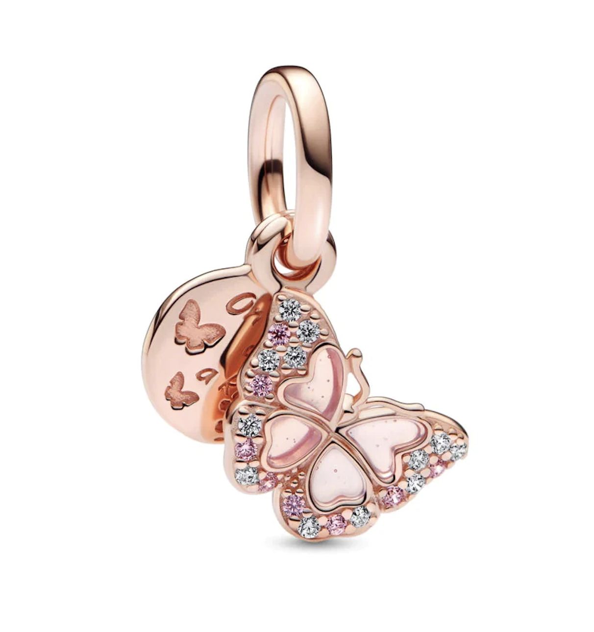Pink Butterfly &amp; Quote Double Dangle Charm-782555C01