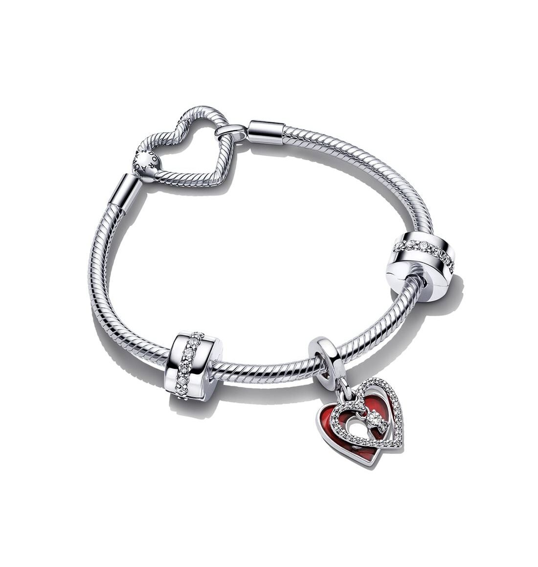 Heart and Key Hole Bracelet Set-B802375