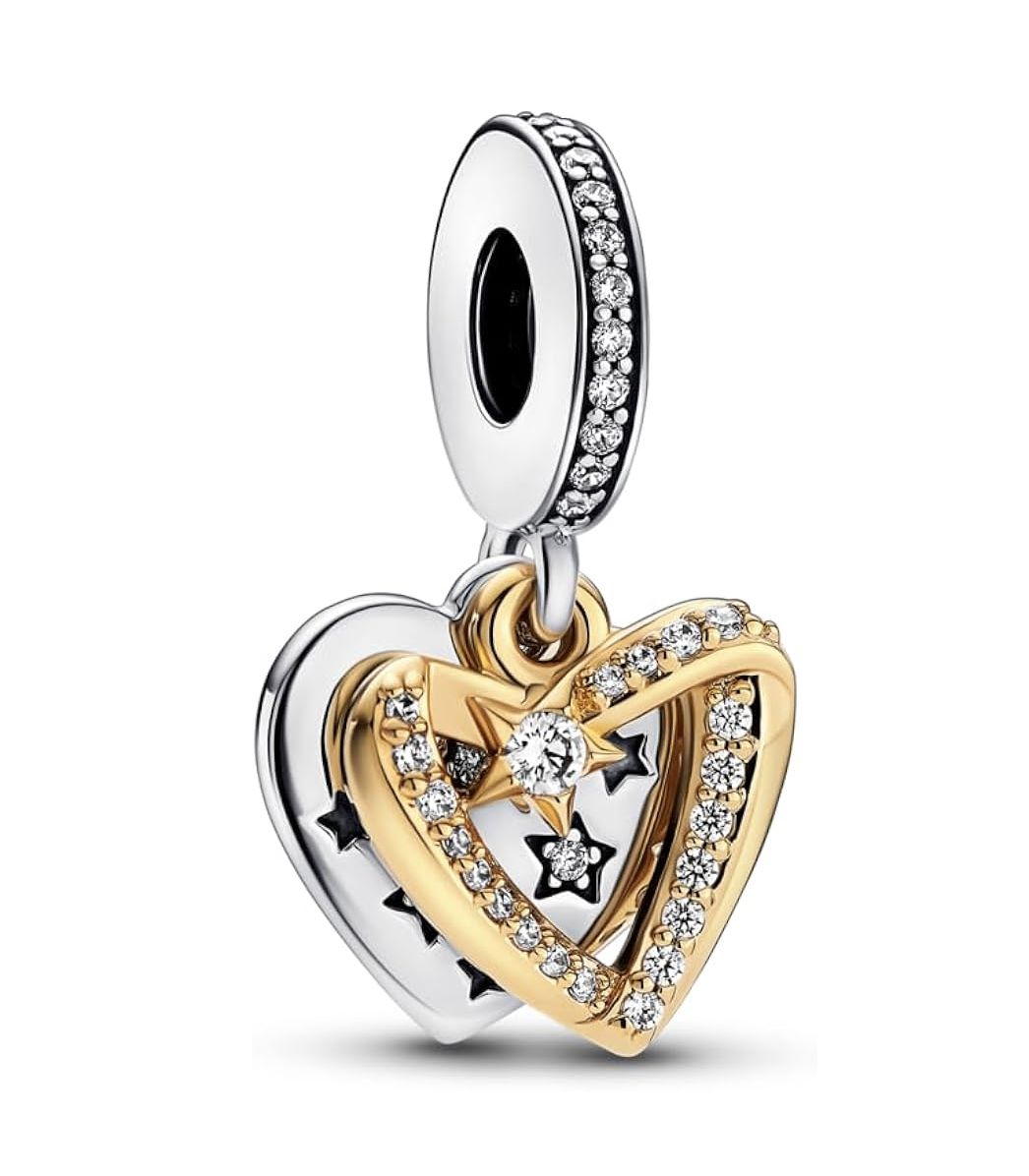 Shooting Star Hearts Double Dangle Charm-762203C01