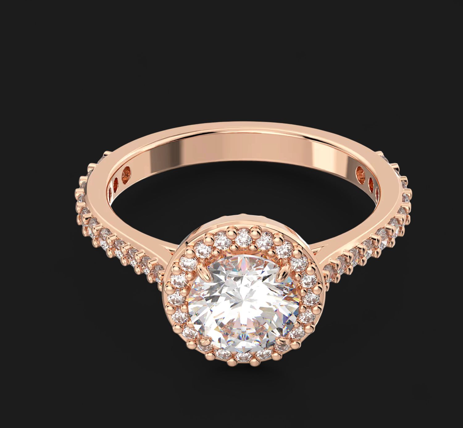 Constella Cocktail Ring, Round Cut, Pavé, White (Size 52) 5642640