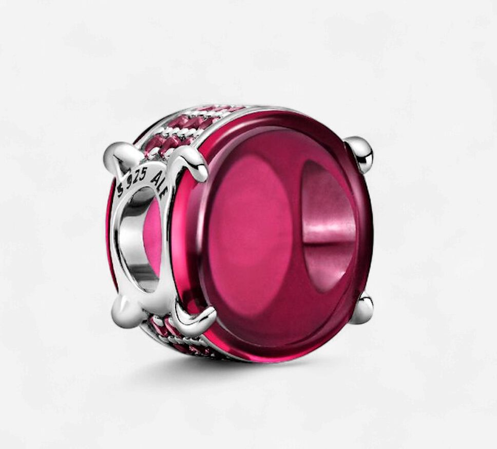 Fuchsia Rose Oval Cabochon Charm - 799309C01